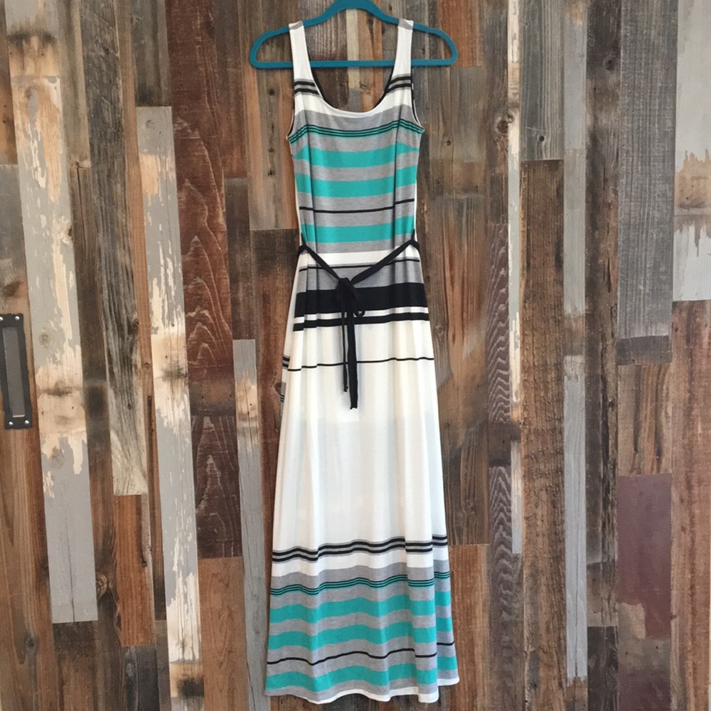 Beautiful striped mint and ivory maxi dress